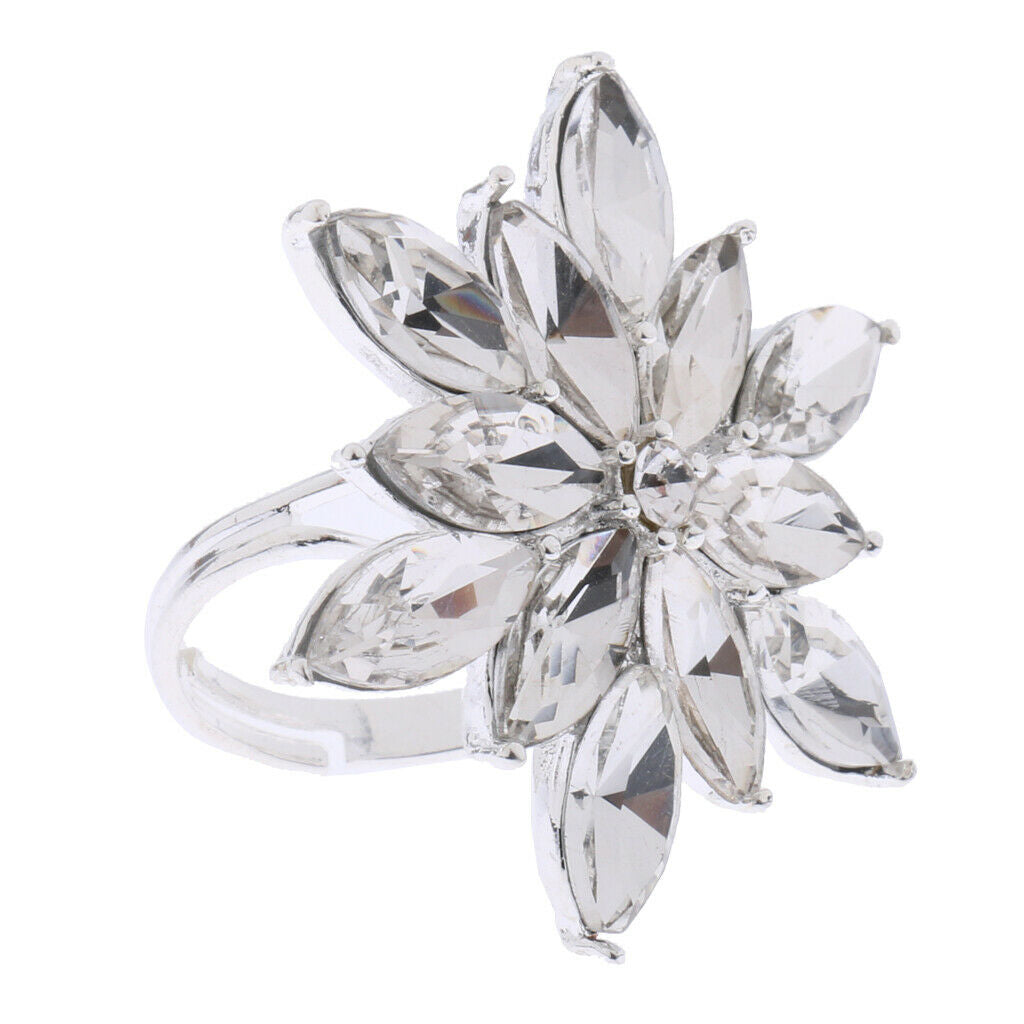 Gorgeous Christmas Crystal Rhinestone Snowflakes Diamond Ring Xmas Jewelry
