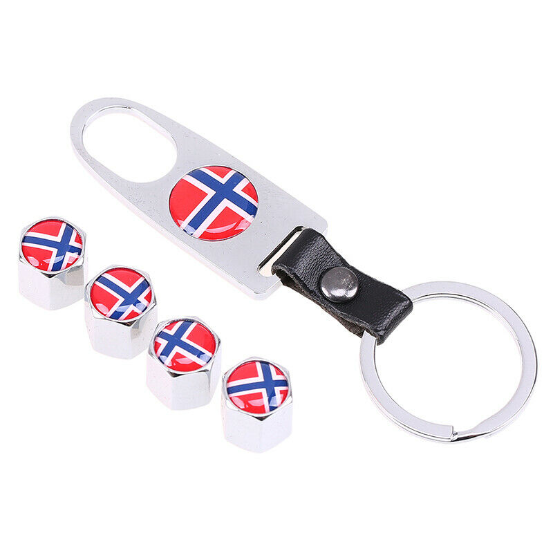 Universal Car Auto Wheel Tyre Tire Valve Dust Stems Air Caps + Keychain For Ford