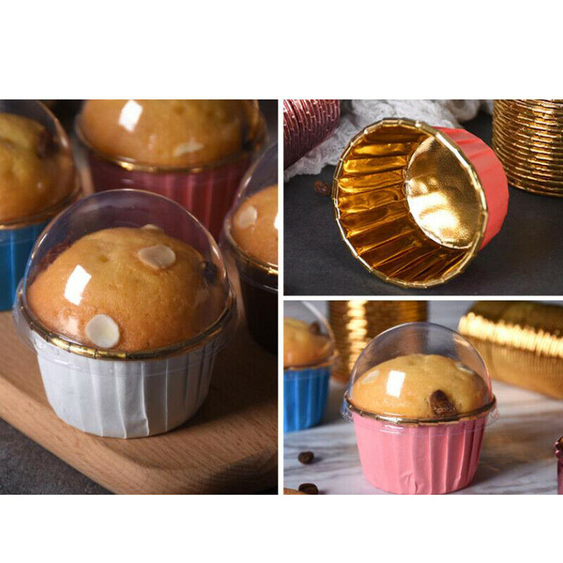 50pcs Cupcake Paper Cup Transparent Lid Cover for Baking Cups Muffin Paper CSJ