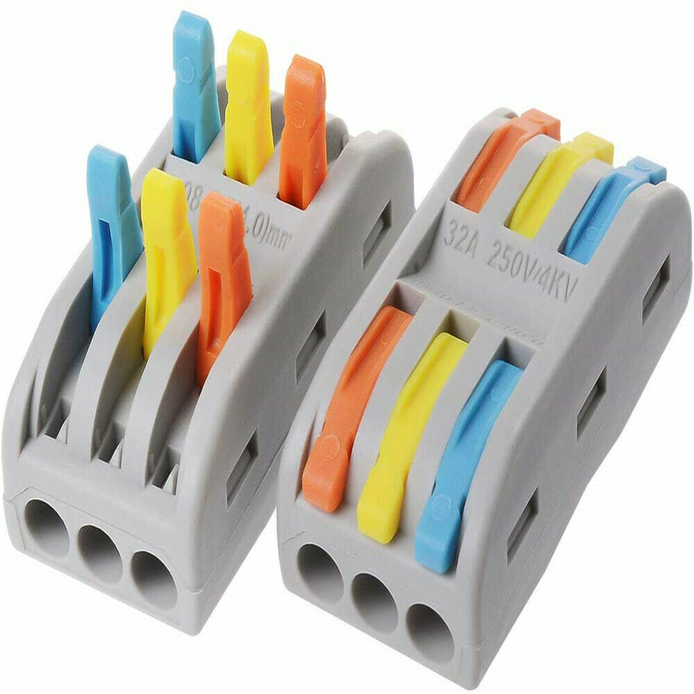 10PCS REUSABLE SPRING LEVER TERMINAL BLOCK ELECTRIC CABLE WIRE CONNECTOR PCT-2-3