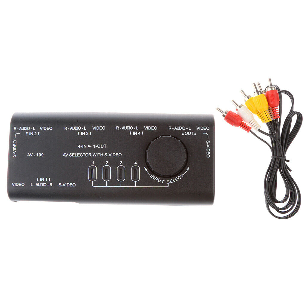 4 Way AV Selector RCA Selector Composite Audio Selector L / R With 4 Inputs And