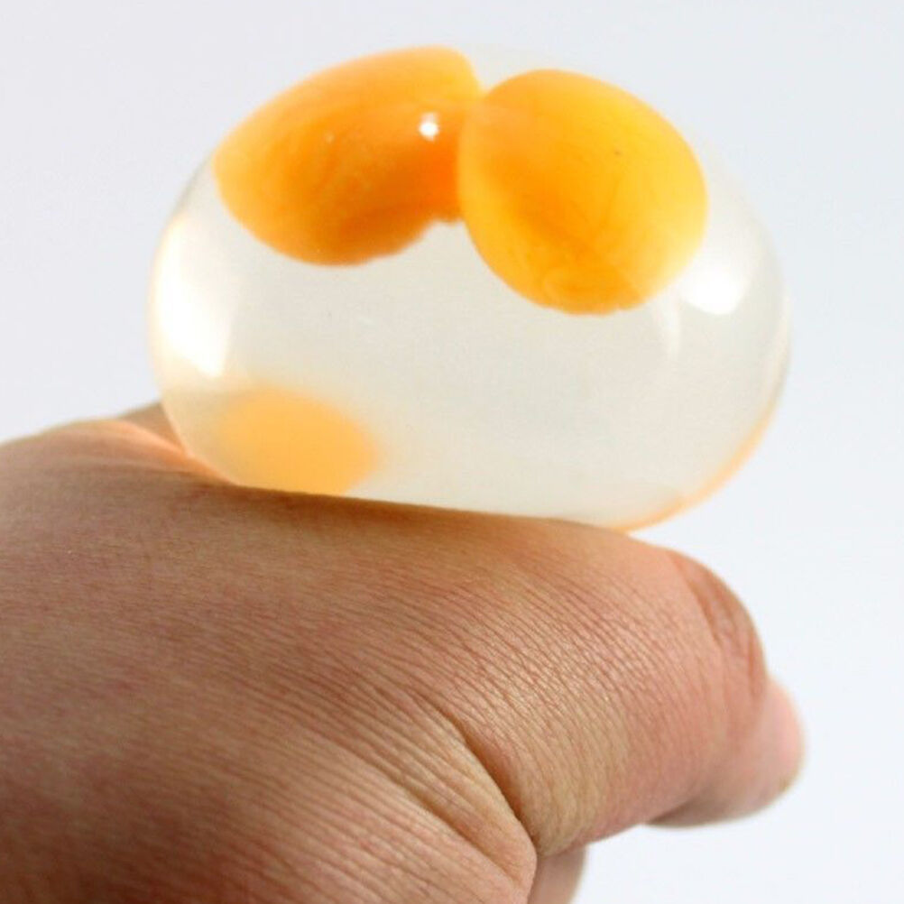 Double Yellow Egg Vent Ball Squeezing Stress Relief Water Venting Kids Toy_DEAU