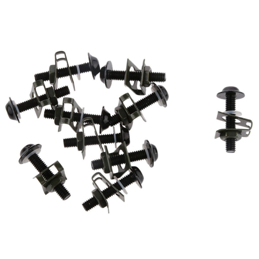 20PCS Motor Body CNC M6 Fairing Bolts Fastener Clips Washes Screw Nut Black