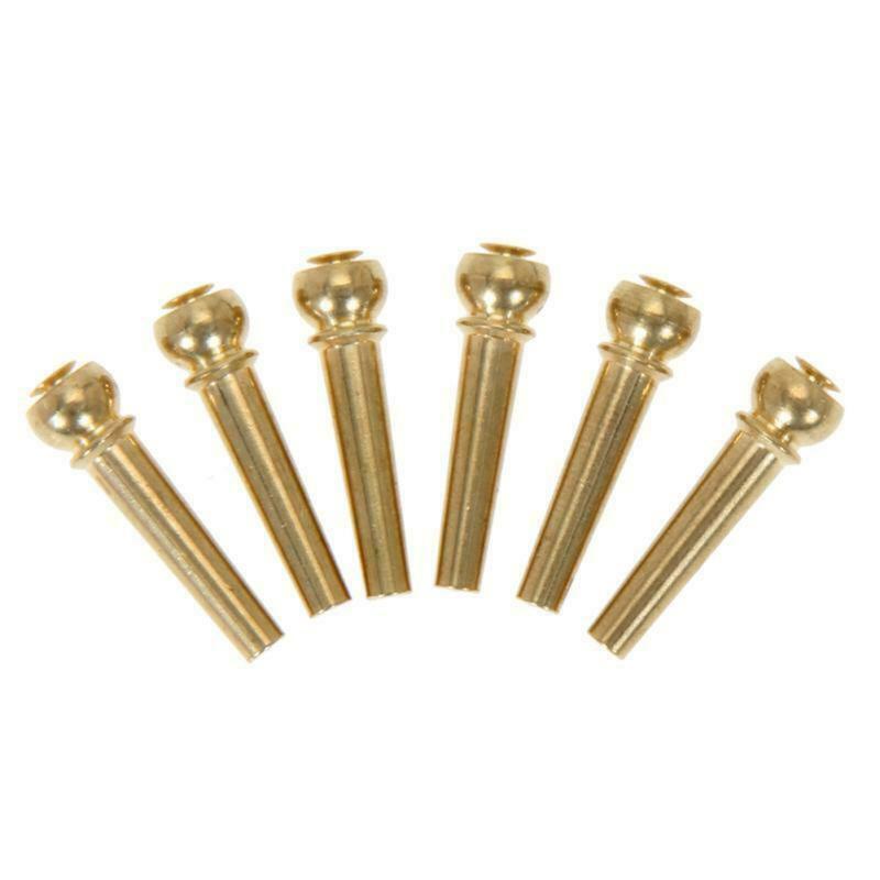 6Pack Guitar Bridge Pins,Pure Brass 6 String Pegs Endpin Replacement Parts