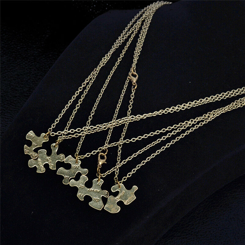 5PCS/1Set Interlocking Jigsaw Puzzle Pendant Necklace Best Friends Friend.l8