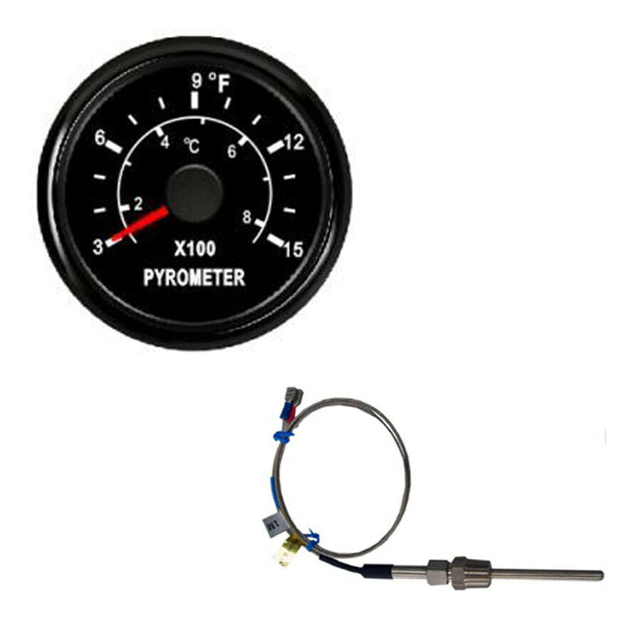 52mm black exhaust gas temperature gauge with sender 9-32V for auto truck marine