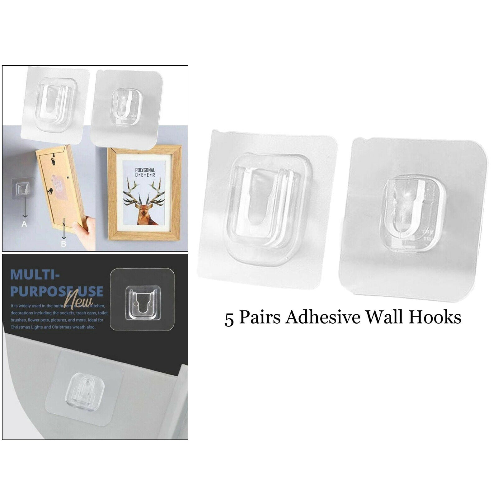 Waterproof Anti-slip PVC Double-sided Hooks No Traces for Bathroom Hooks