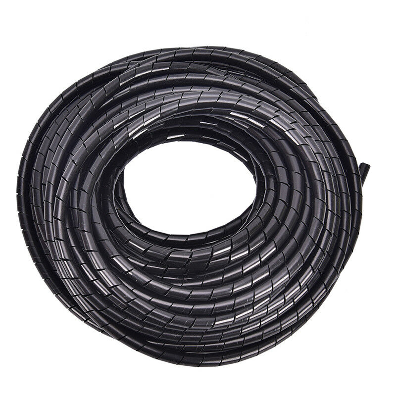 6mm Outside Dia 17M PE Polyethylene Spiral Cable Wire Wrap Tube Blac.l8