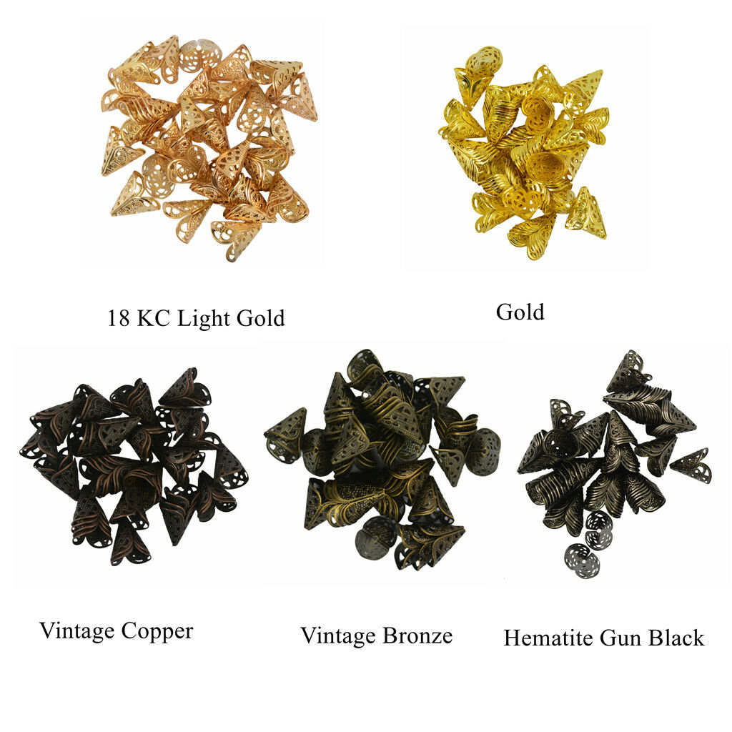 100pcs Filigree Cone Flower Beads   for DIY Necklace Bracelet Earrings