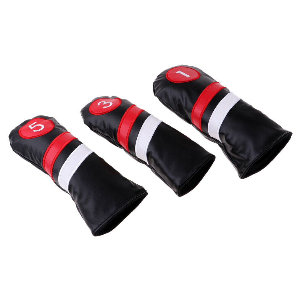 3 Pack Waterproof Golf Head Covers Fairway Headcovers Protector Accessories