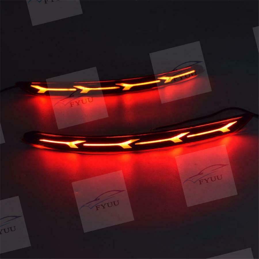 For Hyundai Elantra 2x LED Rear Bumper Reflector Brake Light Flow Turn Signal
