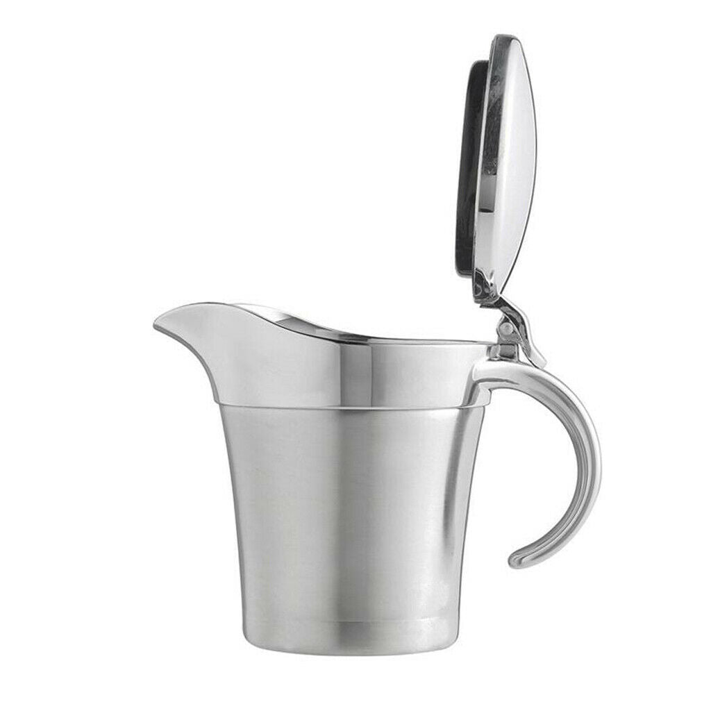 Stainless Steel Double Insulated Gravy Boat / Sauce Jug - with Hinged Lid  34