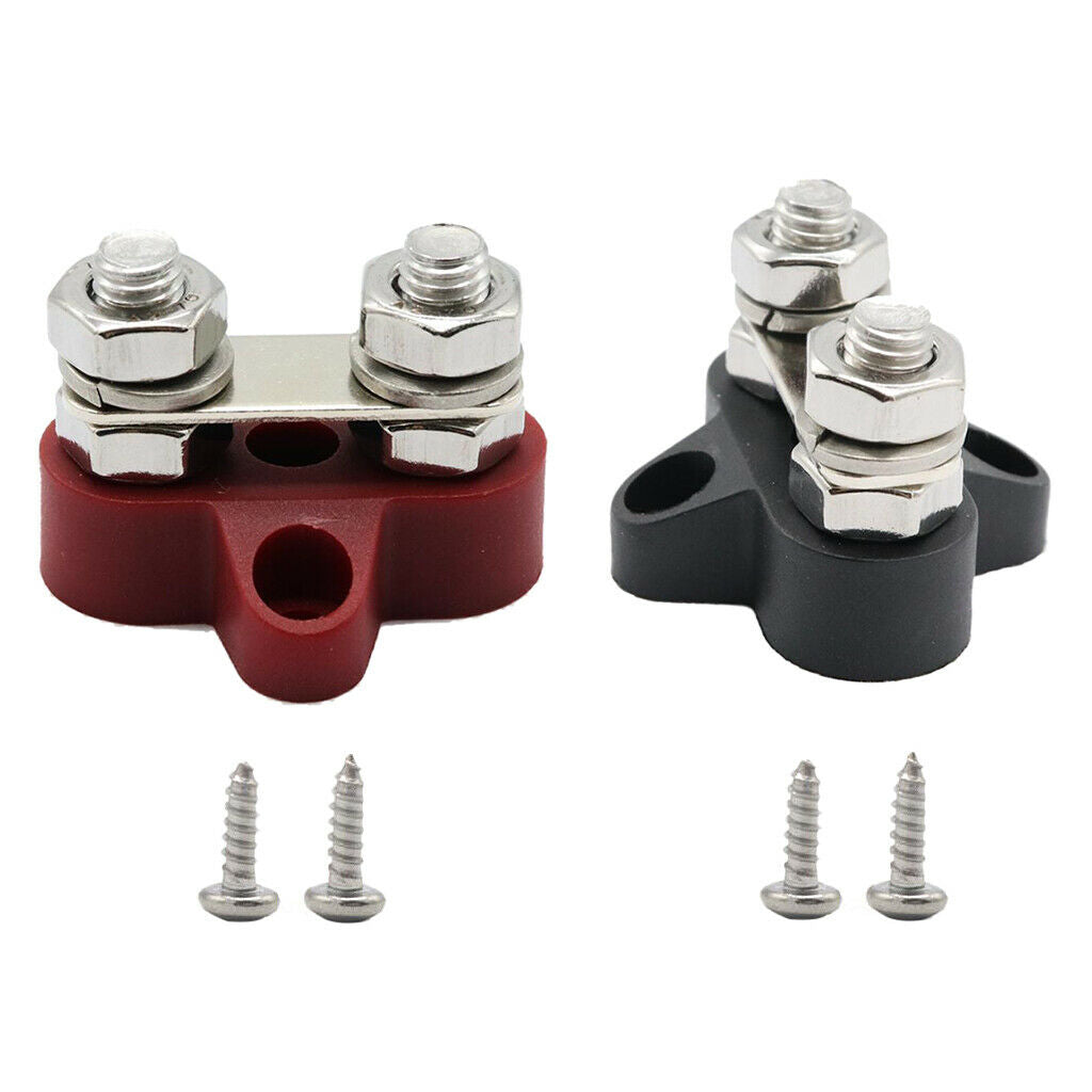 2 Pieces Boat 48V Heavy Duty Dual Terminal Studs M8 Power Distribution Block