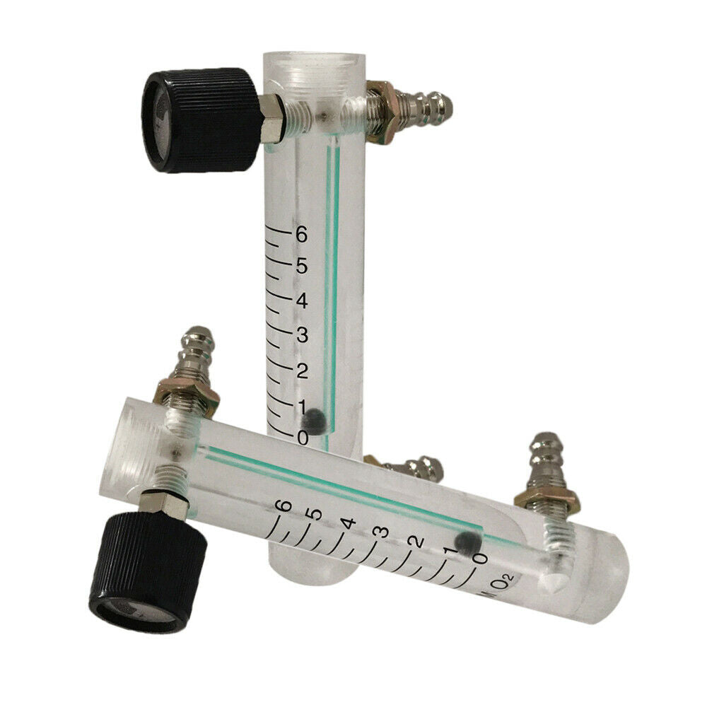 2 Pieces Household 0-6LPM Oxygen Flow Meter Measuring Tools w/ Valve Home