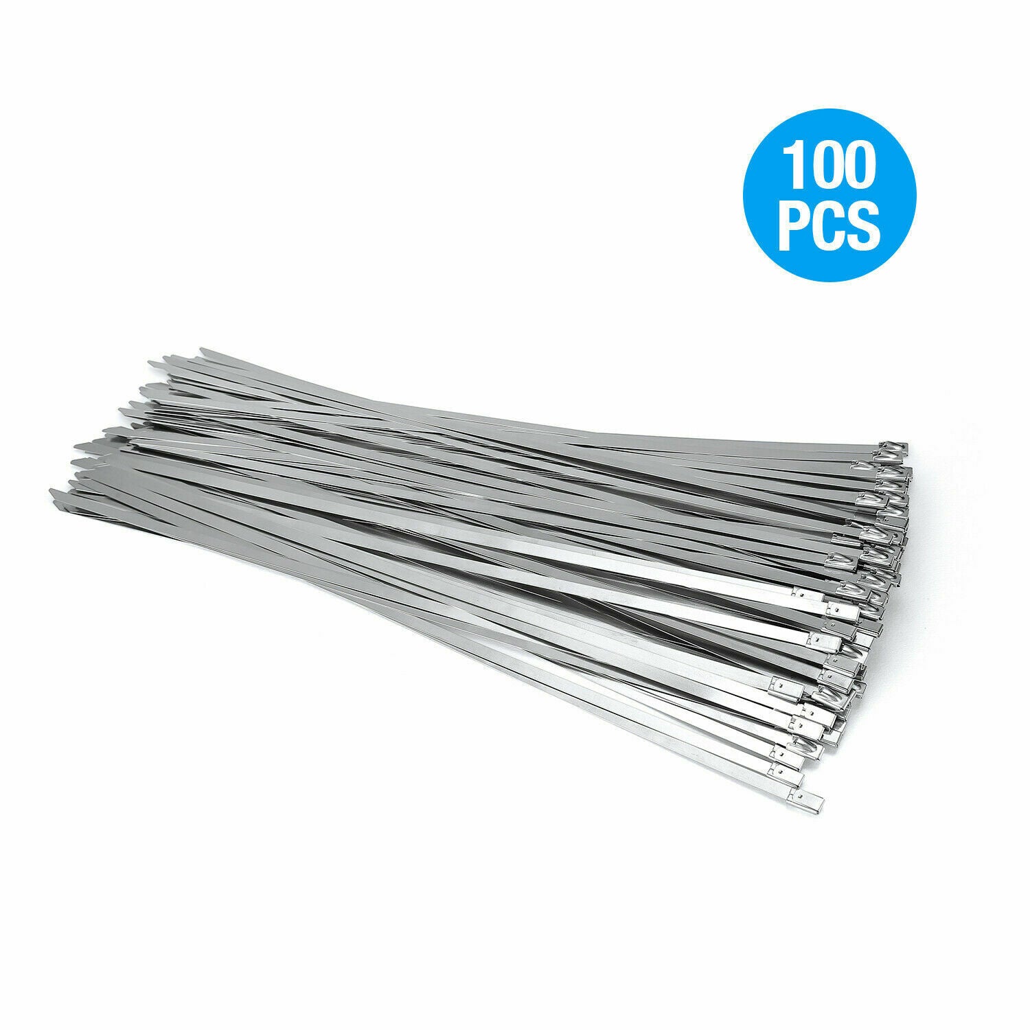 100PCS 304 Stainless Steel 15" Exhaust Wrap Coated Metal Locking Cable Zip Ties
