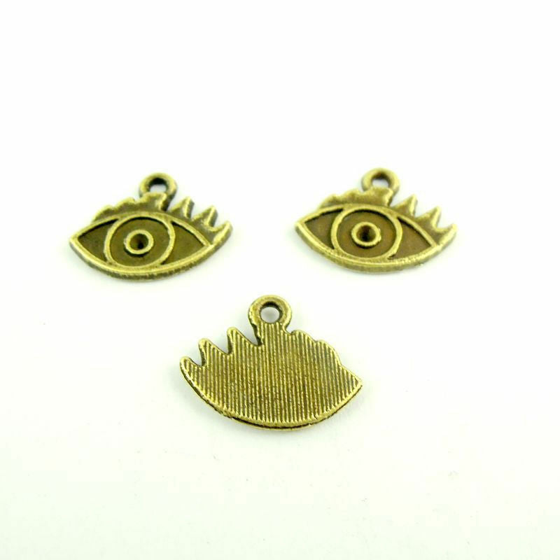 60 pcs Antiqued Bronze Cute Eye Alloy Charm For Bracelet Pendant DIY 16*9*1mm