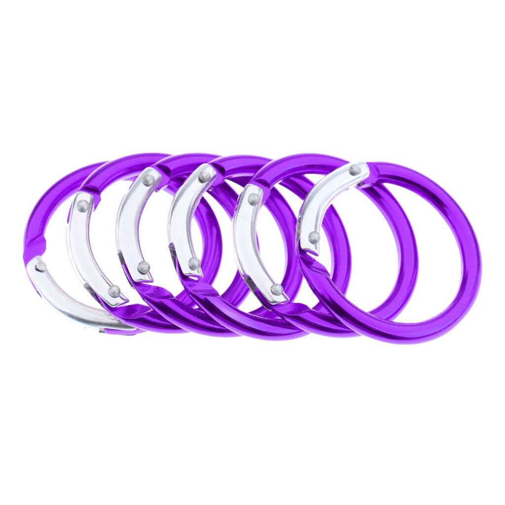 6x Circle Round Carabiner Camp Spring Snap Clip Hook Keychain Camping Purple