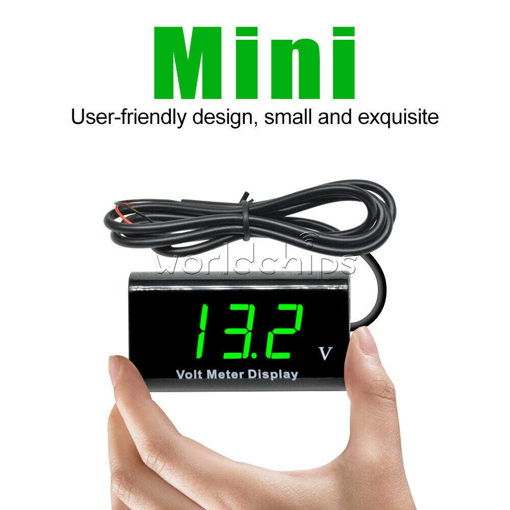 0.56" Digital Tube 12V LED Voltmeter IPX6 Waterproof AMP Volt Panel Green Fo Car