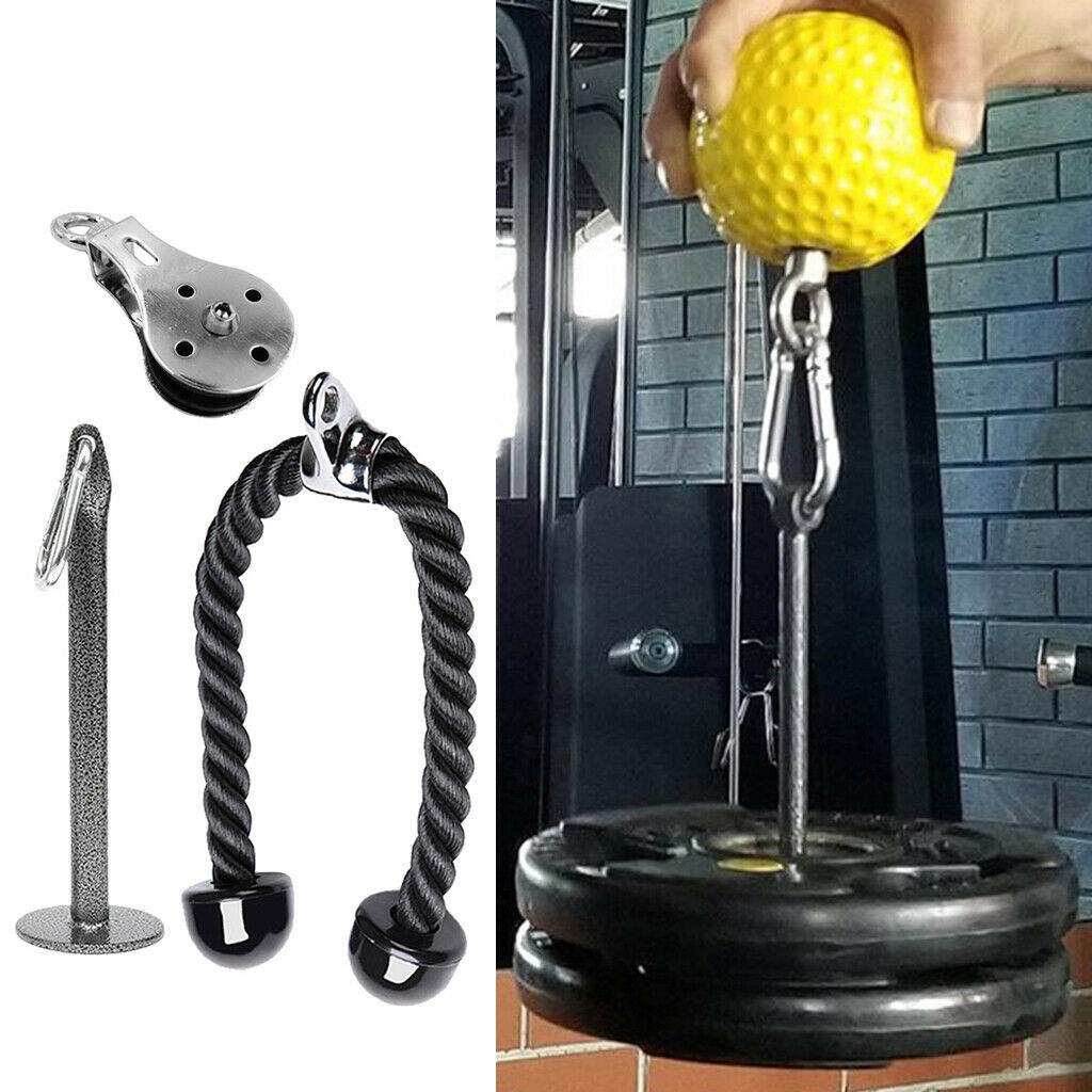 Pulley Cable System Home Workout LAT Pull Down Rope Bicep Handle Loading Pin