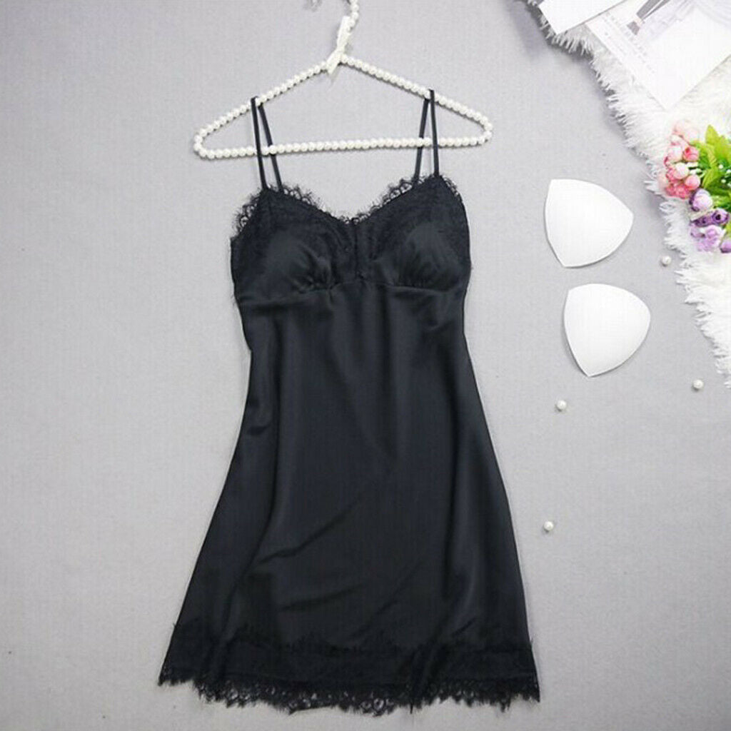 2x Women Lace Pajamas W/ Chest Pads Bridal Shower Night Dress Babydoll