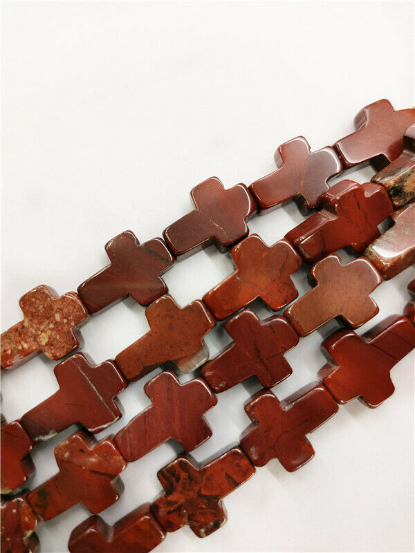 1 Strand 16x12x5mm Natural Red Jasper Cross Spacer Loose Beads 15.5inch HH65
