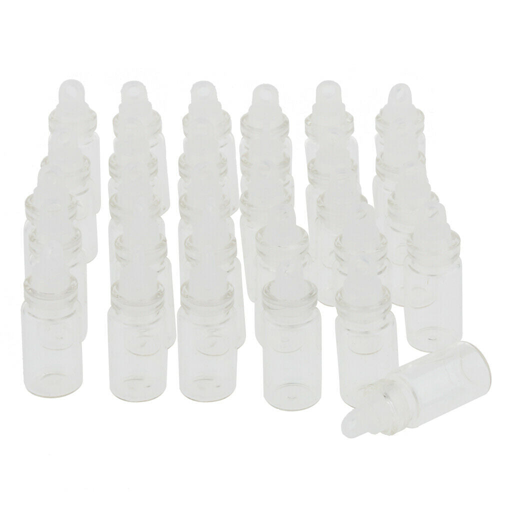 60Pcs 1+2ml Small Glass Bottle with Stopper Tiny Vials Wishing Lucky Jars