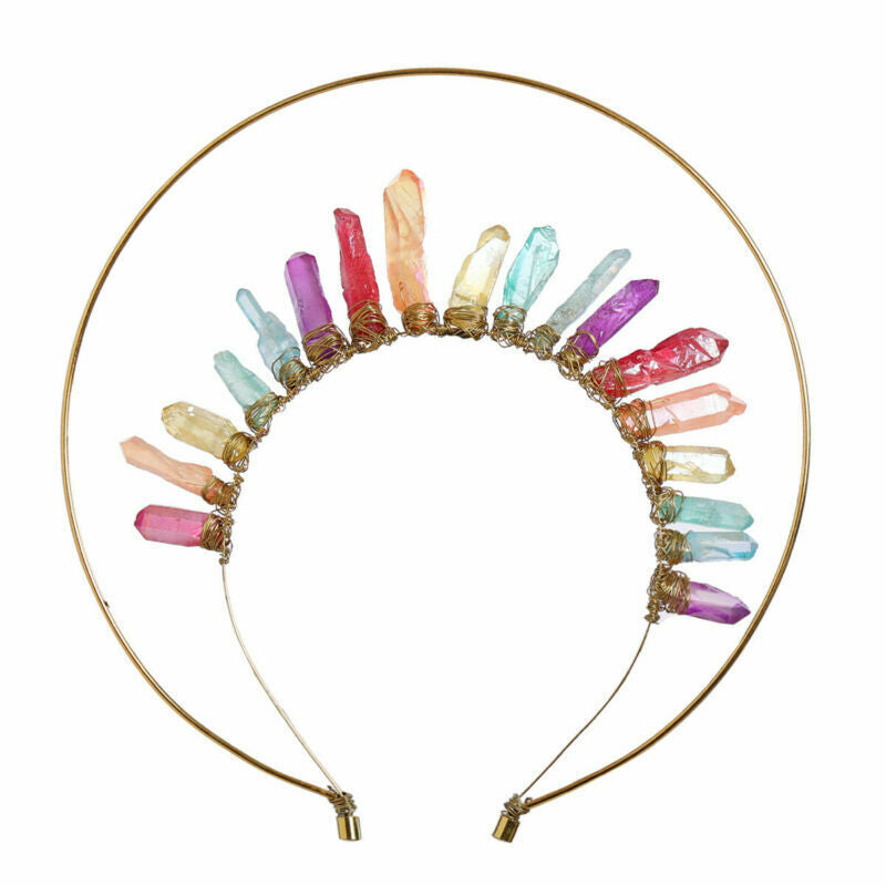 Women Headband Celtic Headpiece Natural Stone Artificial Crystal Double layer