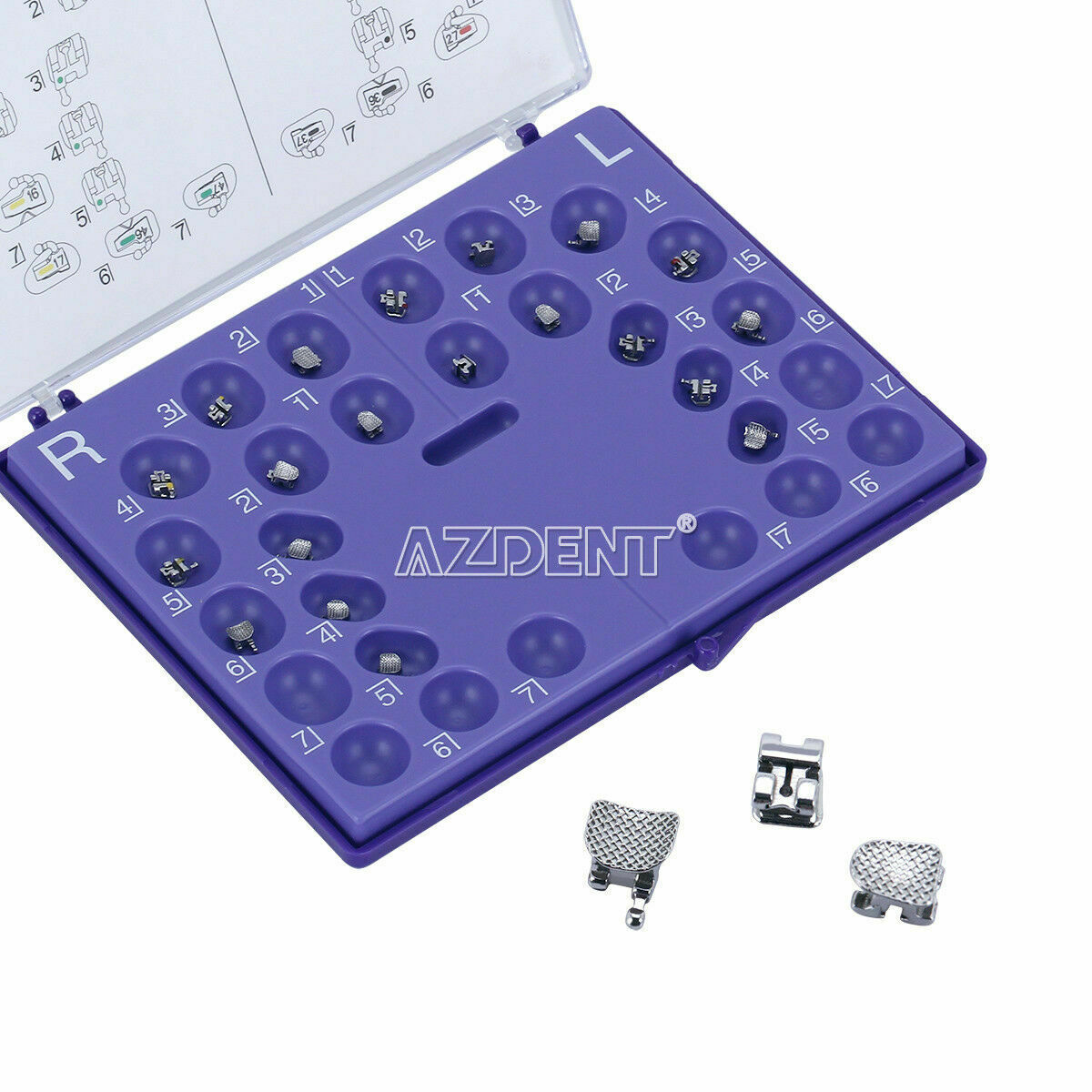 5Packs Dental Orthodontic Brackets Self-ligating MBT 0.022 345 With Hook AZDENT