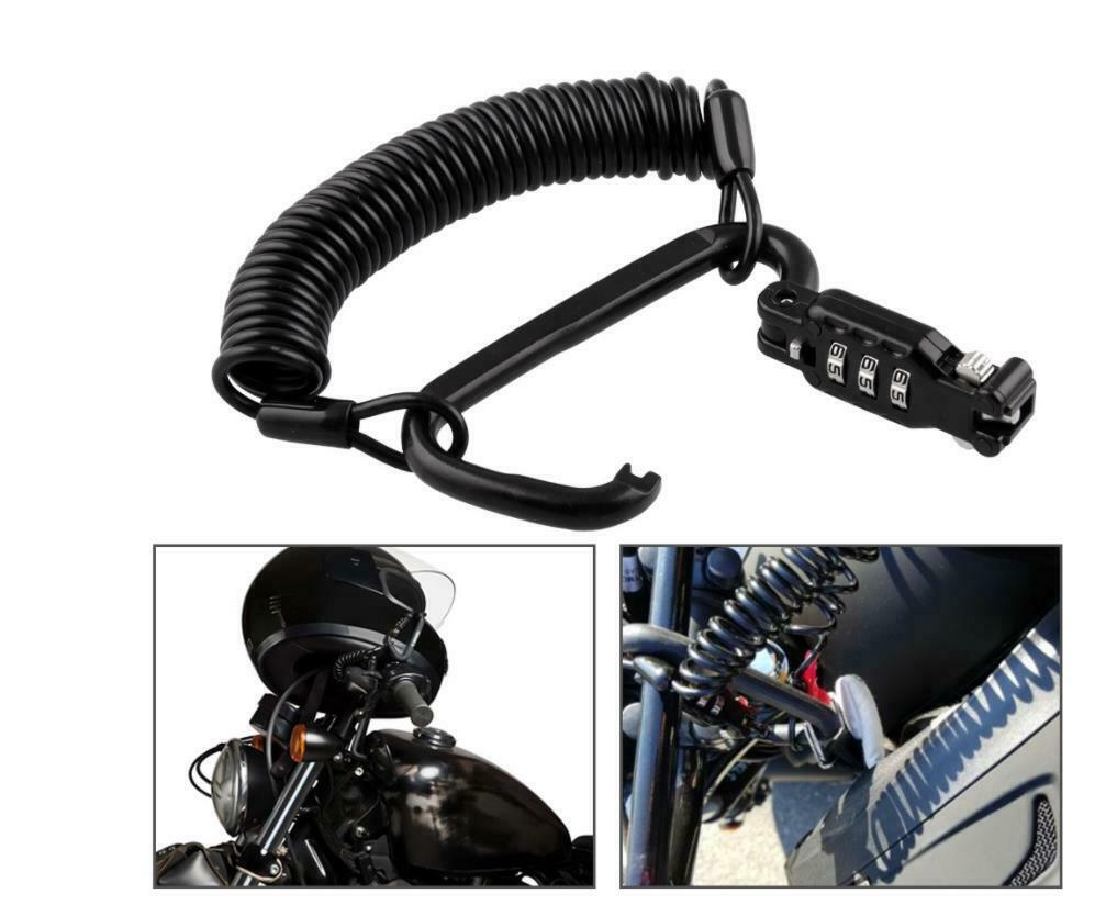 Motorcycle Helmet Lock Cable Black Tough Combination 3 Digit Password Anti-theft