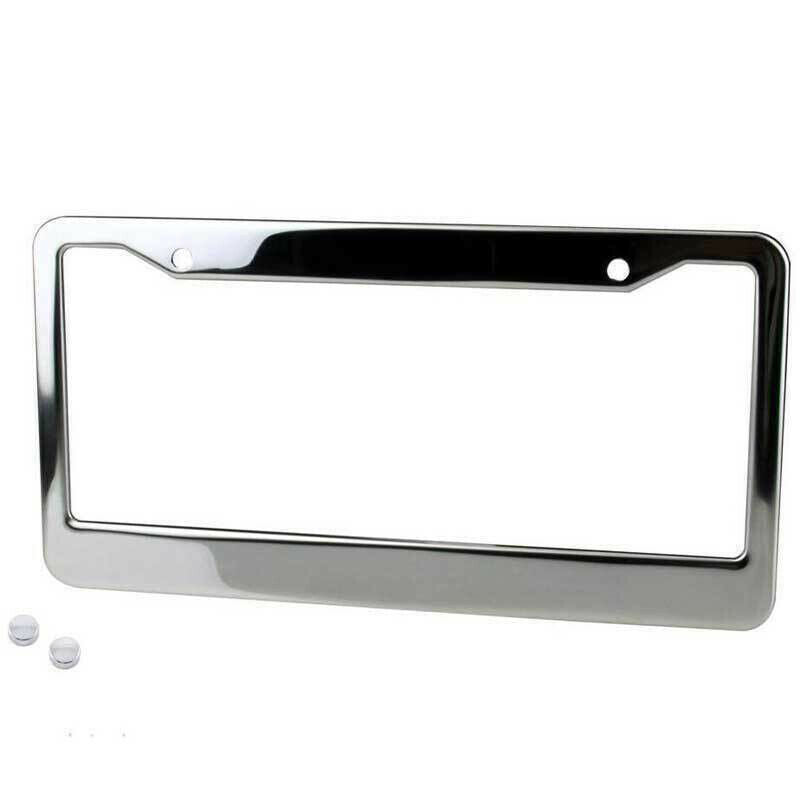 1PCS Chrome Stainless Steel Metal License Plate Frame Tag Cover With Screw Ca.DD
