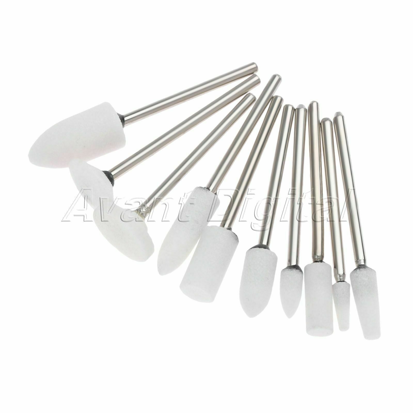 10pcs White Corundum Grinding Polishing Wheel Head Rotary Tool Metal Glass Stone