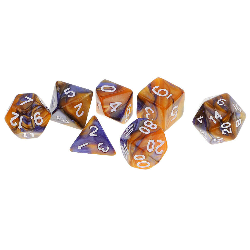 Set of 14 Polyhedral Dice Set D20 D12 D10 D8 D6 D4 Acrylic
