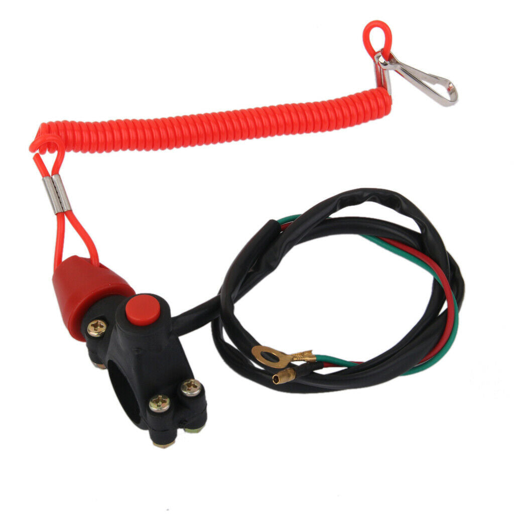 Aluminum handlebar switch and engine stop kill switch lanyard for ATV