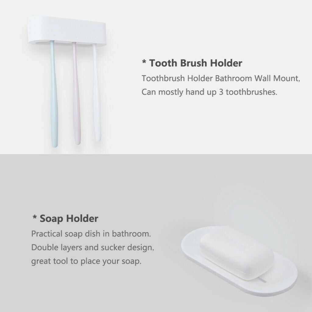 Set of 5 Pieces Toilet Paper Holder Toothbrush Soap Organizer Phone Rack Kit