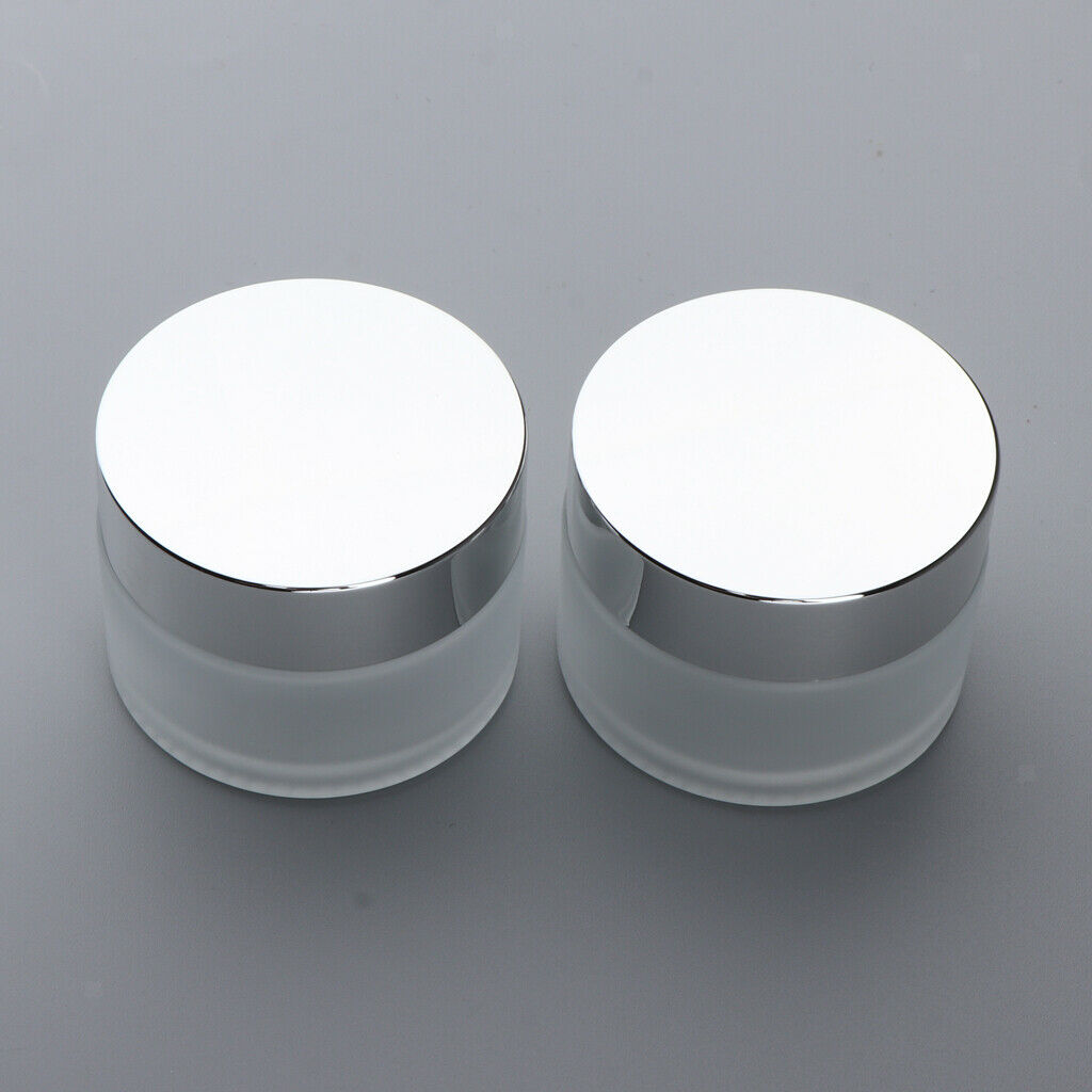 2 Pieces Empty Make Up Jar Sample Can Frosted Translucent Glass Container - 30g