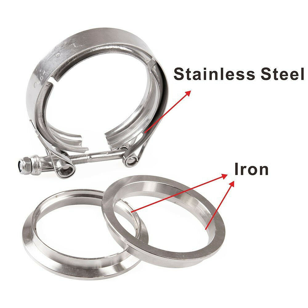 New 3" 76mm 304 Stainless Steel Car Turbo Exhaust Pipes Parts V-band Clamp Kit
