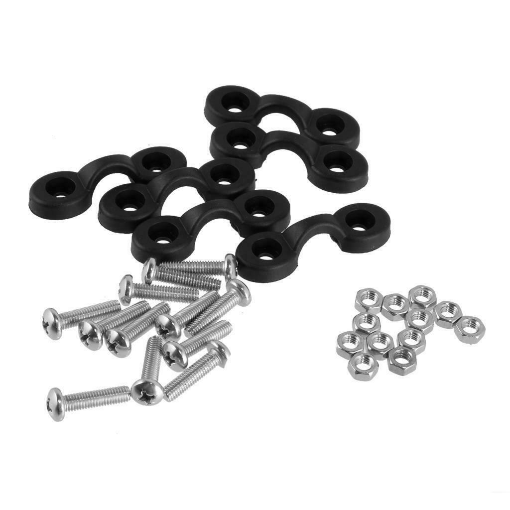 6 Kayak Canoe Nylon Pad Eyes & 12 Stainless Screws with Nuts Bungee Kit