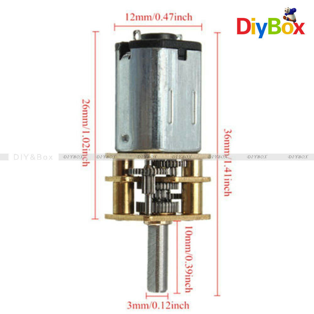 30RPM Micro Speed Reduction Gear Motor with Metal Gearbox Wheel DC 6V N20