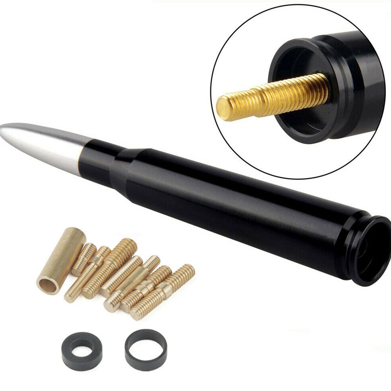 Black Gunmetal Tip 50 Caliber Bullet Antenna For Dodge RAM 1500 2500 3500 4500