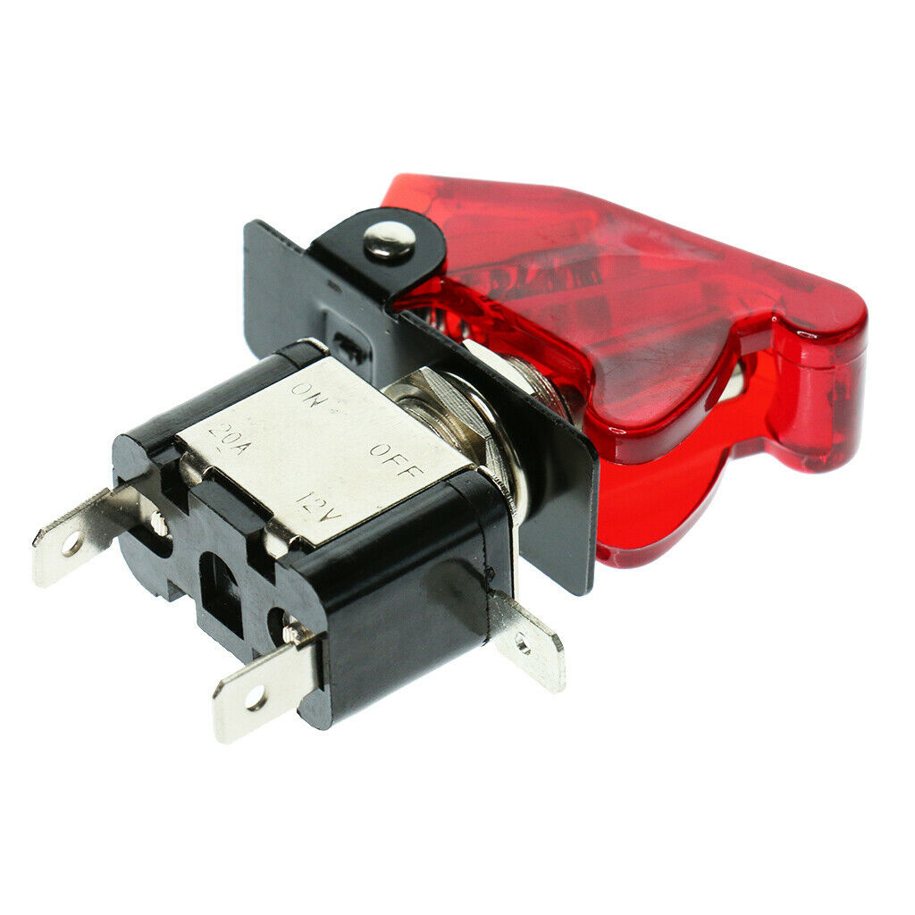 Car Truck Boat Red Cover LED Light 20A 12V Rocker Toggle ON/OFF Switch SPST