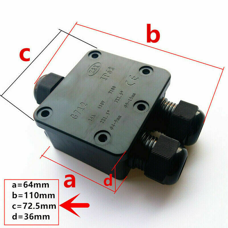 3 Way IP68 Waterproof Electrical Junction Box Cable Wire Line Connector Outdoor
