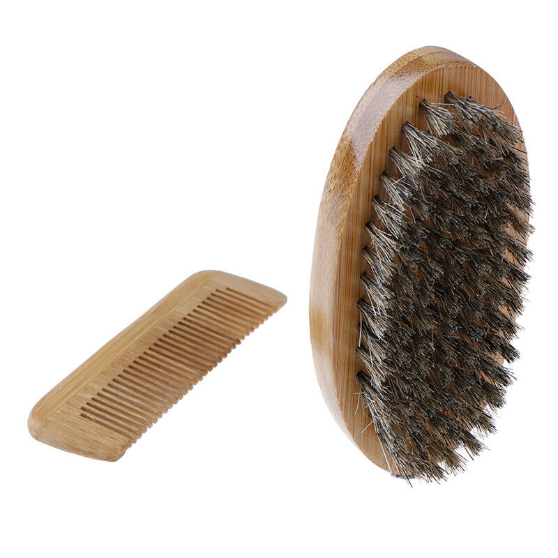 Mustache Care Wood Beard Comb Facial Shaving Boar Bristle Brush Beard Groo.l8