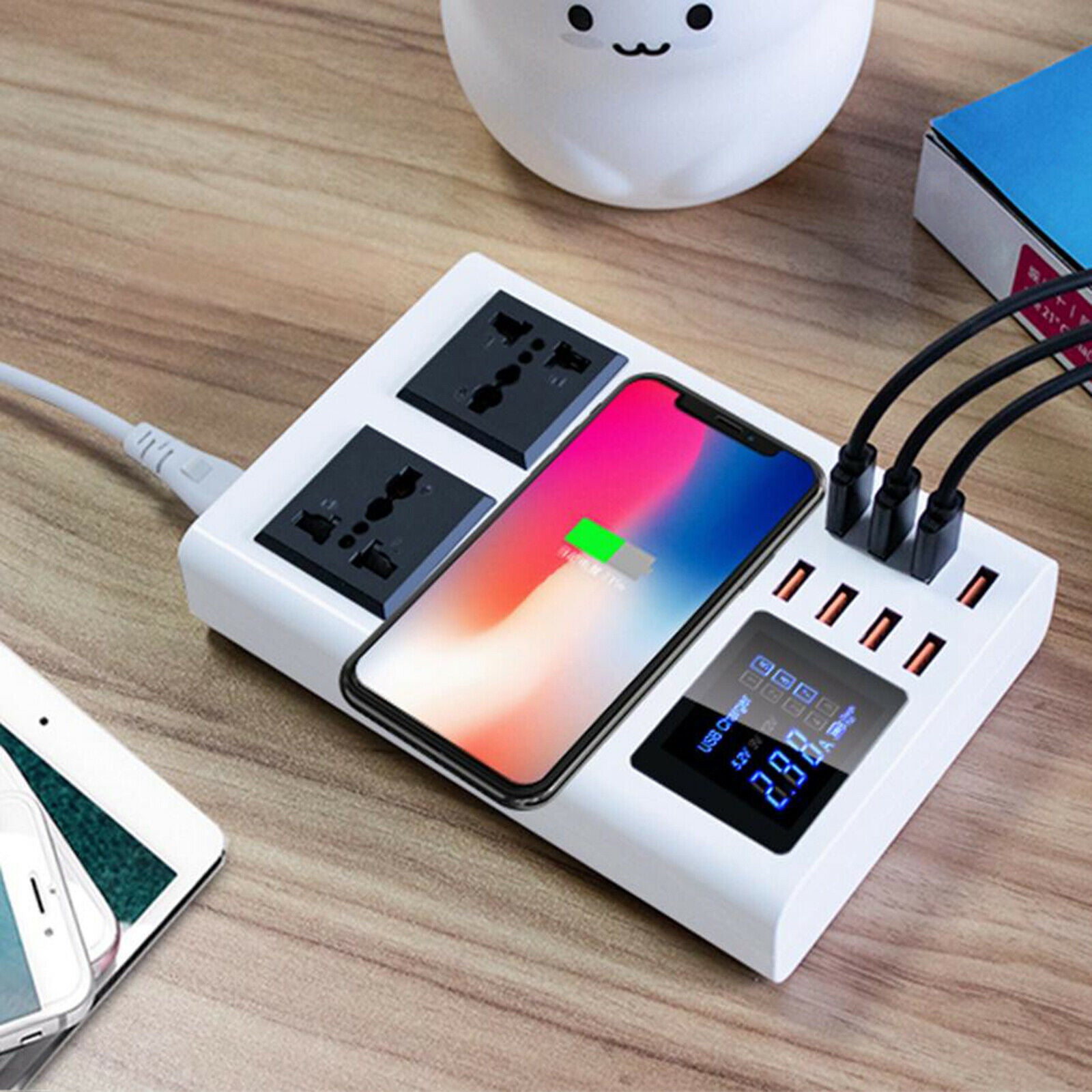 Multiple USB Charger 40W/8A 8-Port LCD Display for Smart Phones and More