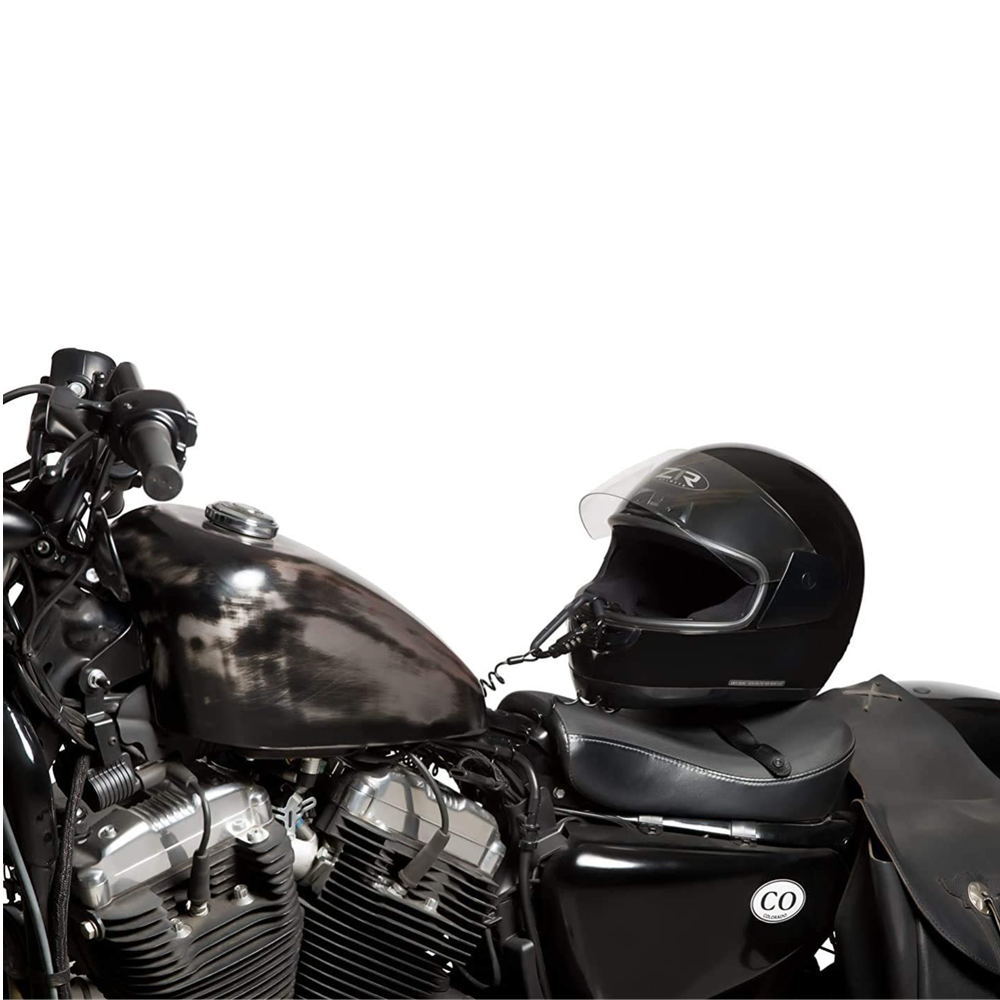 Motorcycle Helmet Lock and Cable Sleek Black Tough PIN Locking Carabiner Device