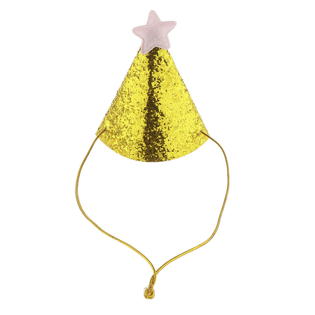 6pcs Mini Glitter Birthday Cone Hat Headband Baby Birthday Costume Pink