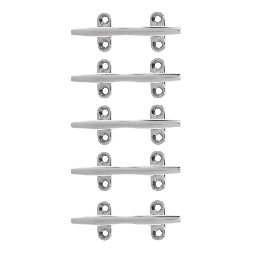 5pcs 4" Boat Dock Rope Line Cleat Marine 316 Stainless Steel Mooring Deck Cleat