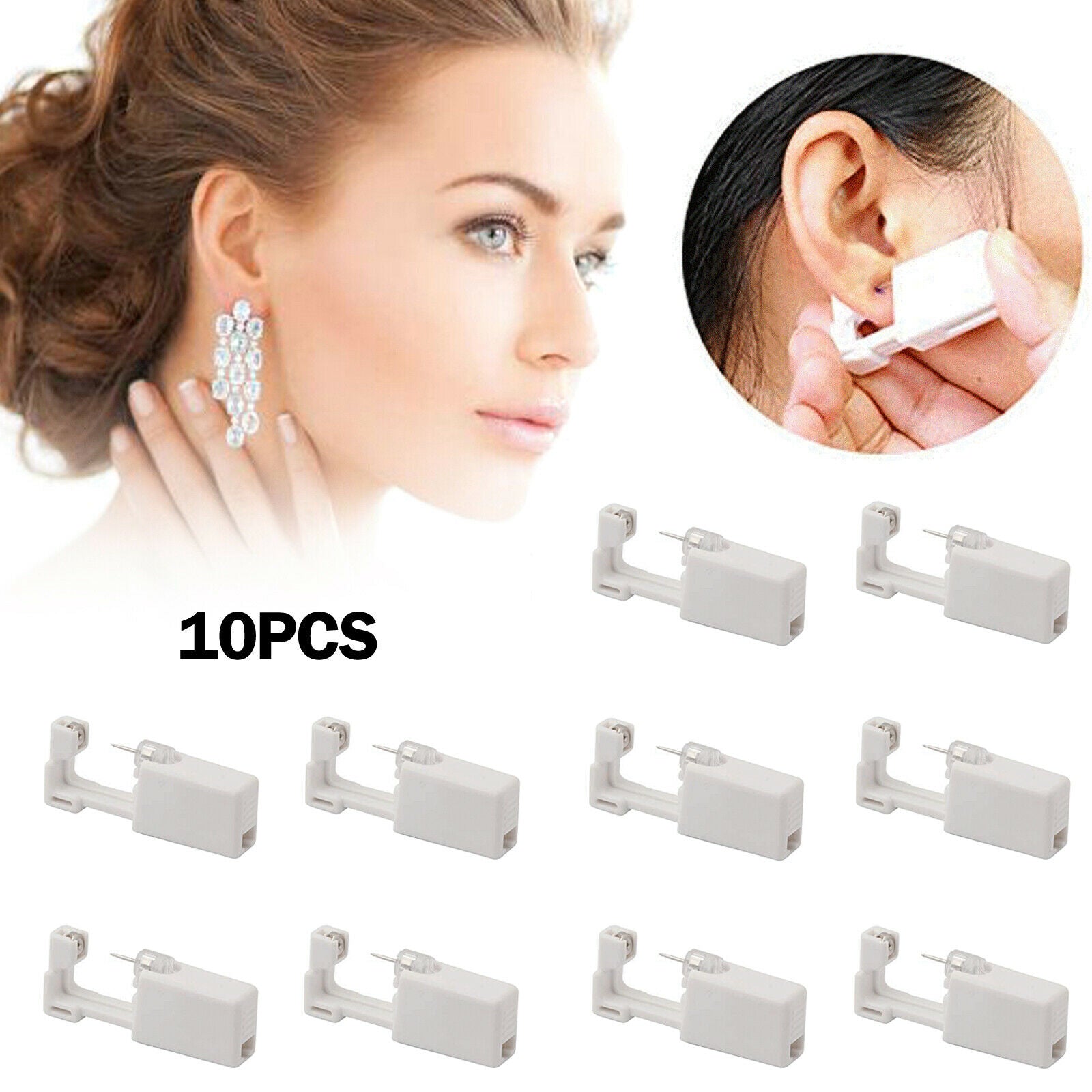 Professional Steel Ear Nose Navel Body Piercing Gun Studs Tool Kit 10pcs CA