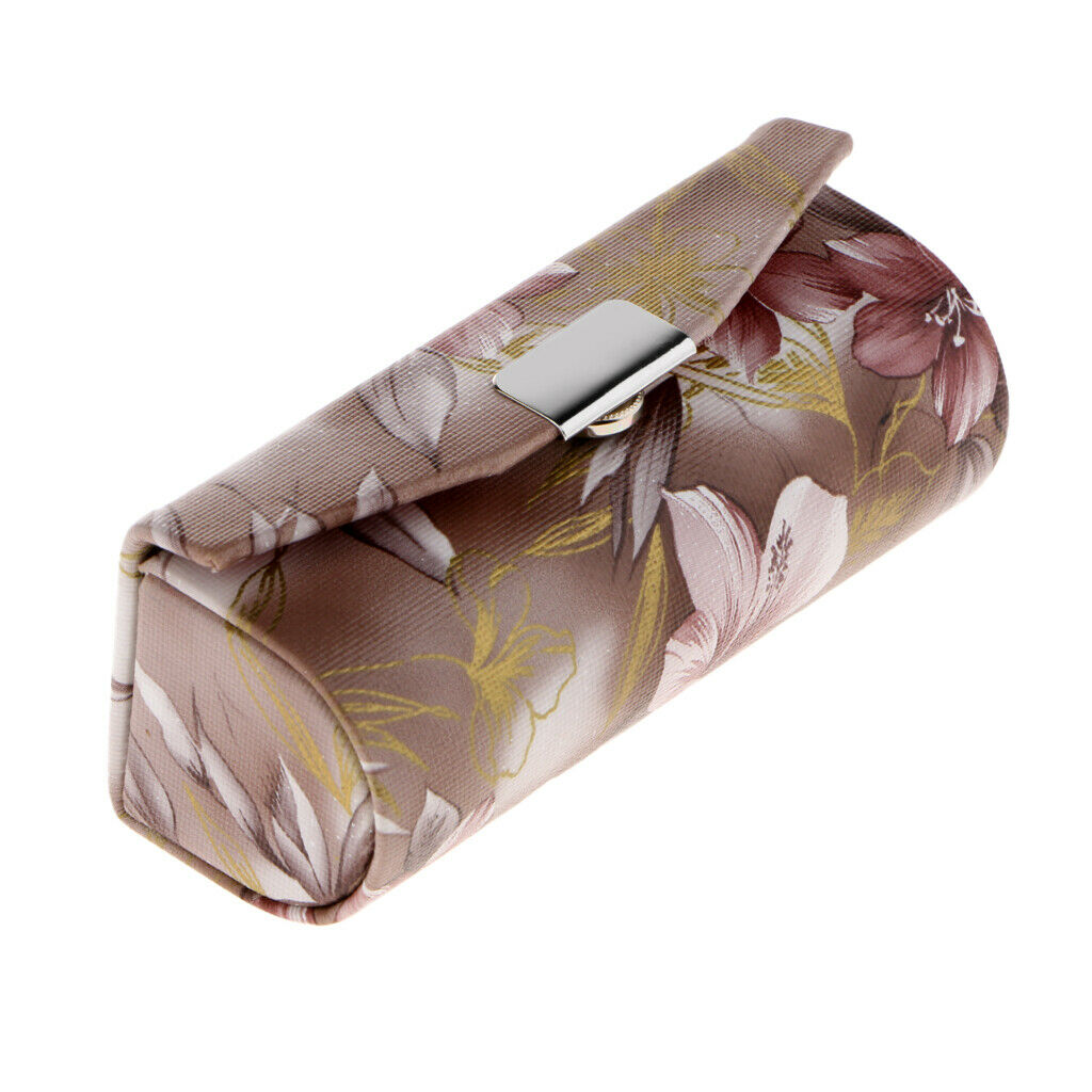 2Piece Leather Lipstick Lip Gloss Case Storage Box Makeup Holder with Mirror