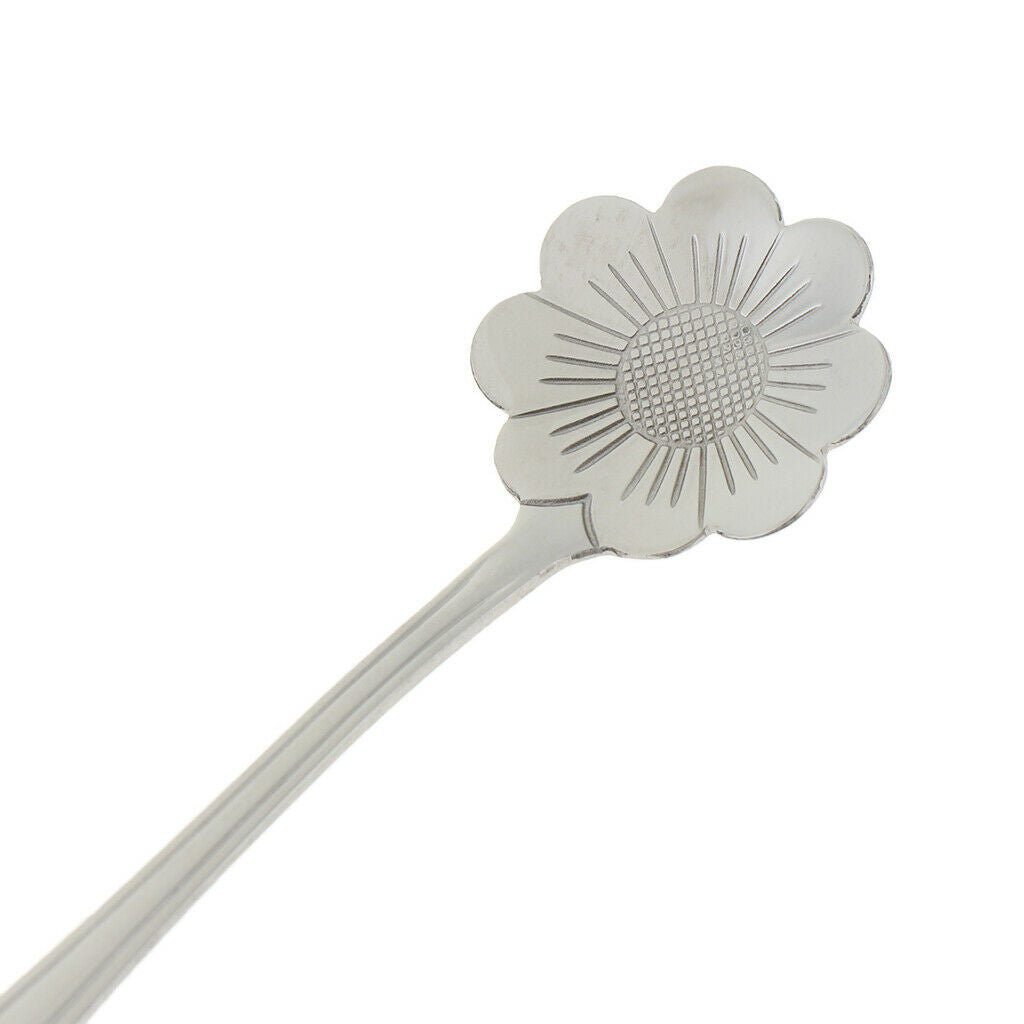 2 Pieces Flower Spoon Tableware Metal Stirring Mixing Spoons Coreopsis
