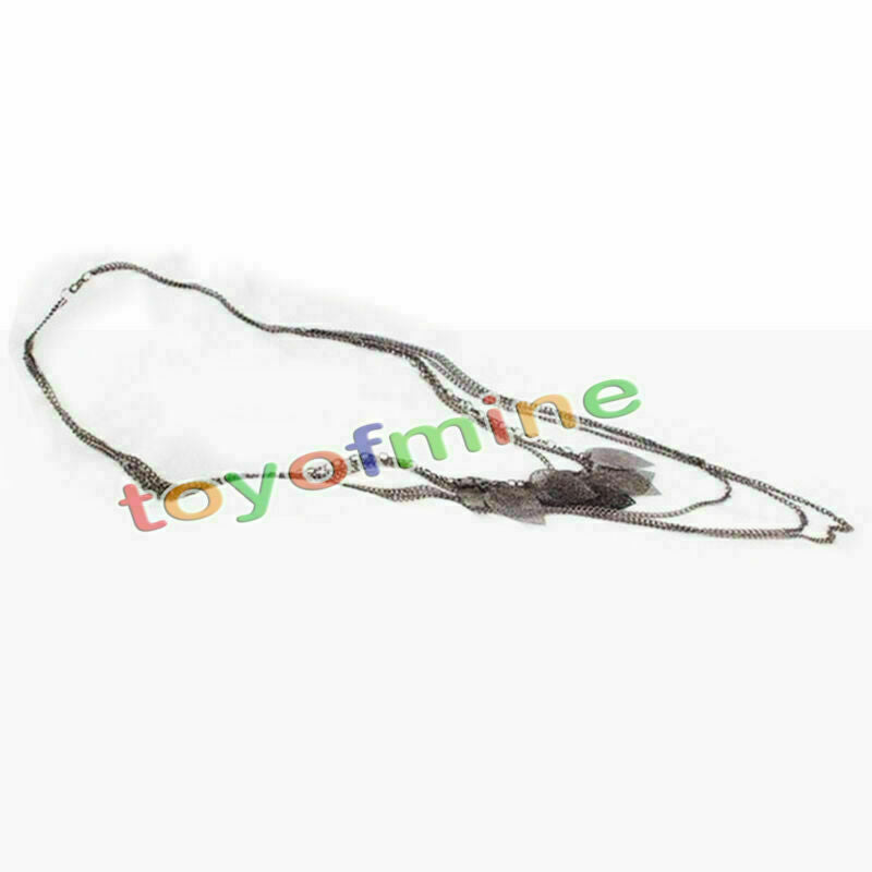 Korean Retro Bohemian Multi Stray Leaf Necklace Sweater Long Chain Jewelry